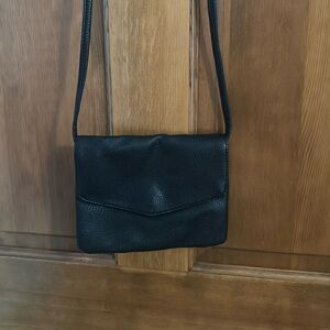 Simple Black Leather Crossbody Bag